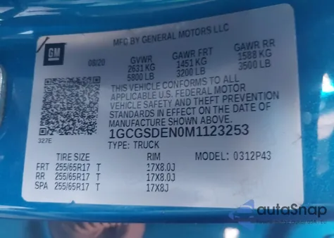 2021 Chevrolet Colorado 2Wd Short Box Z71 z USA, uszkodzony, nr VIN 1GCGSDEN0M1123253